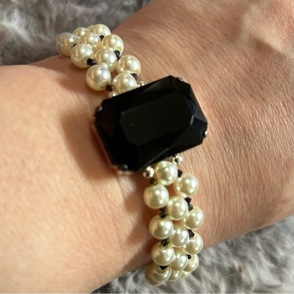 Handcrafted classic Czech glass pearl rainbow seed bead lattice bracelet